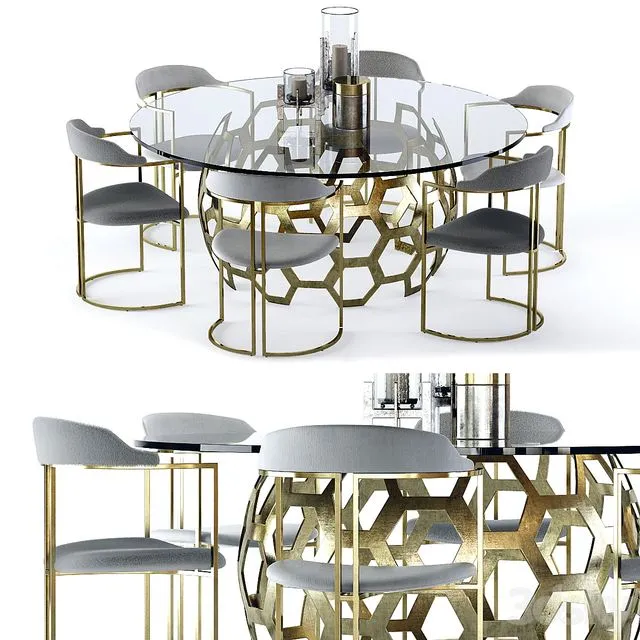 Arteriors Dolma Table and Zephyr Chair 3D Model