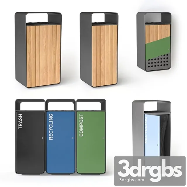 Artform box litter bin urn set 3D Model Download Artform box litter bin urn set 3D Model Download