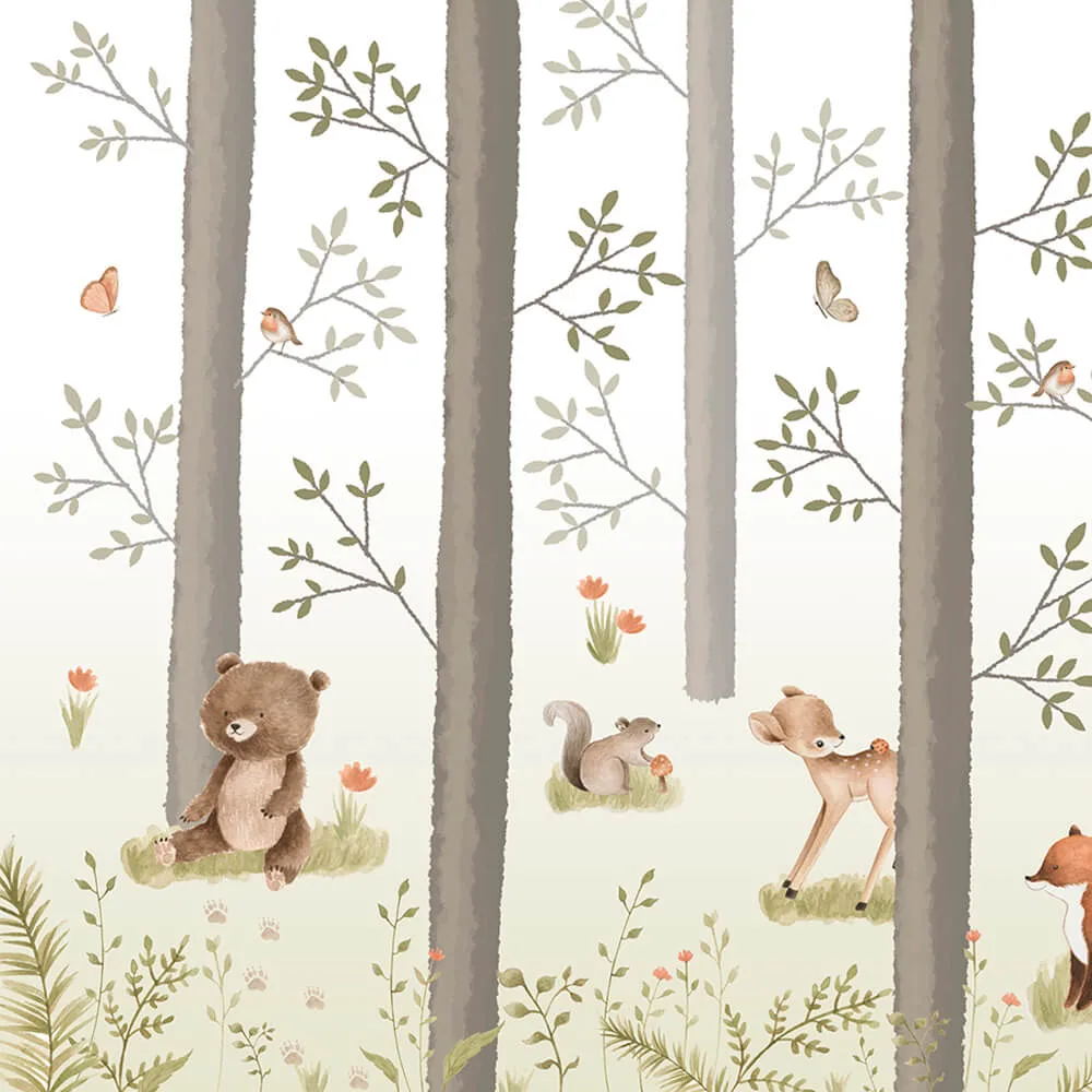 ArtFresco – Wallpaper children’s forest with animals on a green background 3D Model ArtFresco – Wallpaper children’s forest with animals on a green background 3D Model
