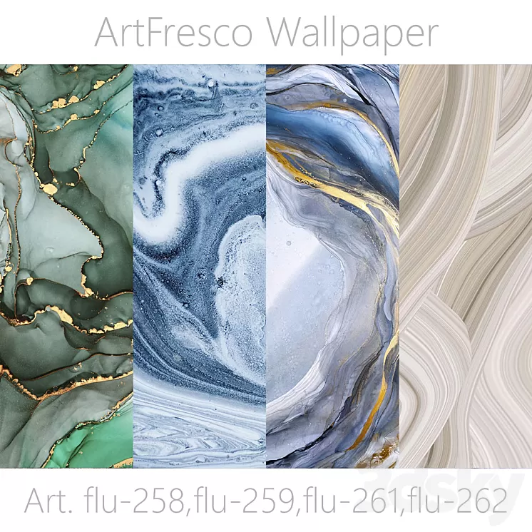 ArtFresco Wallpaper – Designer seamless wallpaper Art. flu-258 flu-259 flu-261 flu-262 OM 3D Model