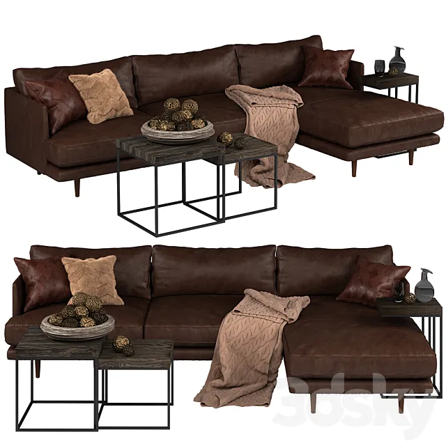Article burrard sectional sofa 3D Model Article burrard sectional sofa 3D Model
