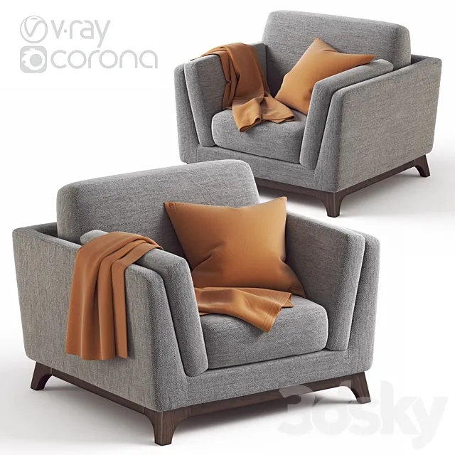 ARTICLE Ceni Pyrite Gray Armchair 3DModel
