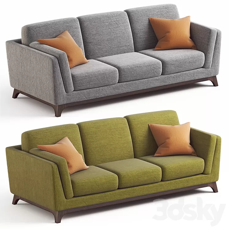 ARTICLE Ceni Sofa. Pyrite Gray and Seagrass Green upholstery variants. 3D Model ARTICLE Ceni Sofa. Pyrite Gray and Seagrass Green upholstery variants. 3D Model