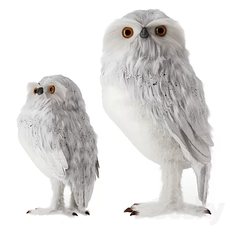 Artificial White Owl 3D Model Artificial White Owl 3D Model