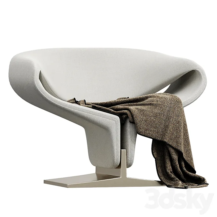 Artifort Ribbon Chair in White by Pierre Paulin 3D Model Free Download