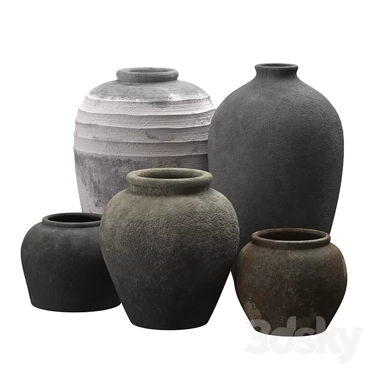 Artisan clay vases 3D Model Free Download