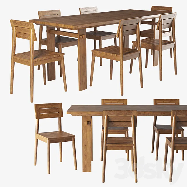 ARTISAN table and VINTAGE OUTDOOR chair 3D Model ARTISAN table and VINTAGE OUTDOOR chair 3D Model