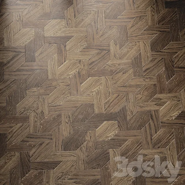 Artistic parquet with “pigtail” pattern 3D Model