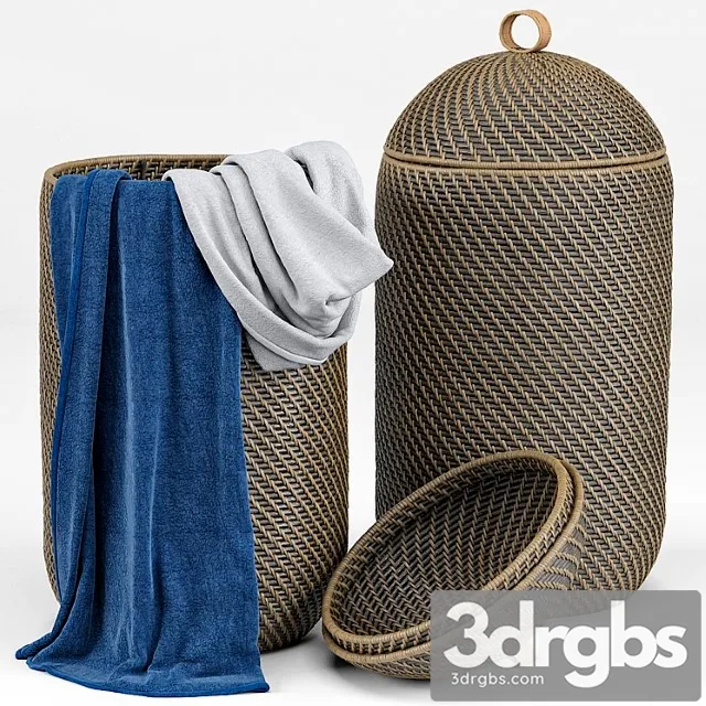 Arturo Global Bazaar Grey Rattan Weave Tall Basket 3D Model Download