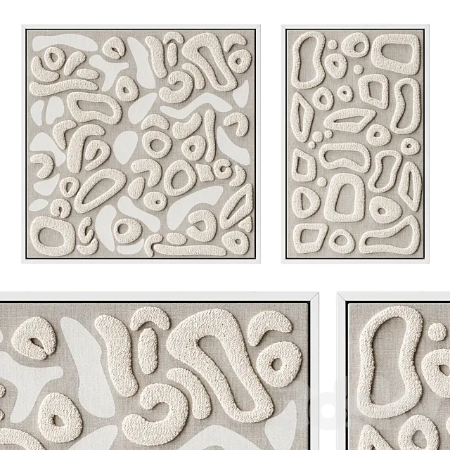 Artwork canvases with soft fabric elements 3D Model Artwork canvases with soft fabric elements 3D Model