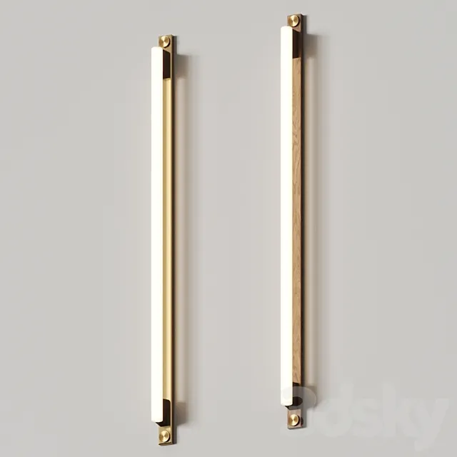 Asaf Weinbroom Linestra 110 Oak & Brass Wall Lamps 3DModel