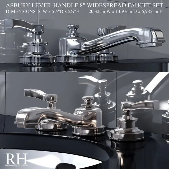 ASBURY LEVER-HANDLE 8in WIDESPREAD FAUCET SET 3D Model