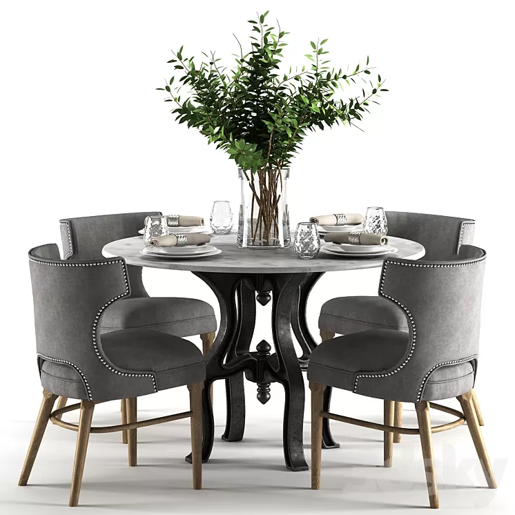 Ashford Task Chair with Hobbs 48'Round Dining Table-marble top 3D Model Ashford Task Chair with Hobbs 48'Round Dining Table-marble top 3D Model