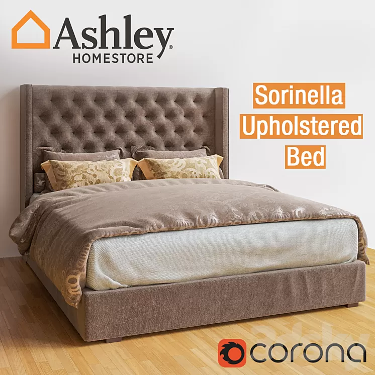 Ashley Sorinella Upholstered Bed 3D Model