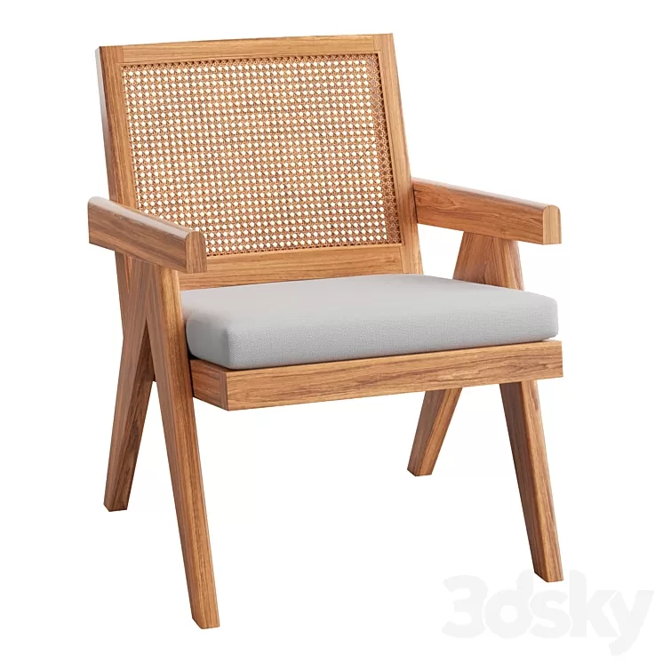 Ashton Caned Teak Accent Chair 3D Model Free Download