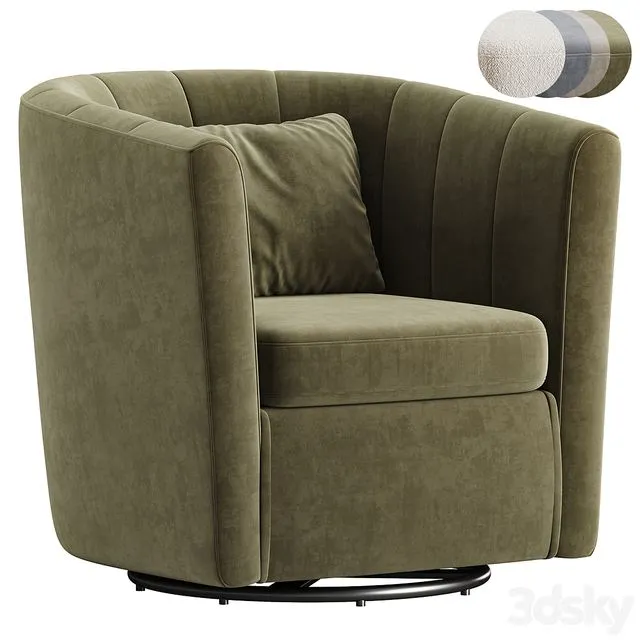 Ashworth Upholstered Swivel Barrel Chair 3D Model Ashworth Upholstered Swivel Barrel Chair 3D Model