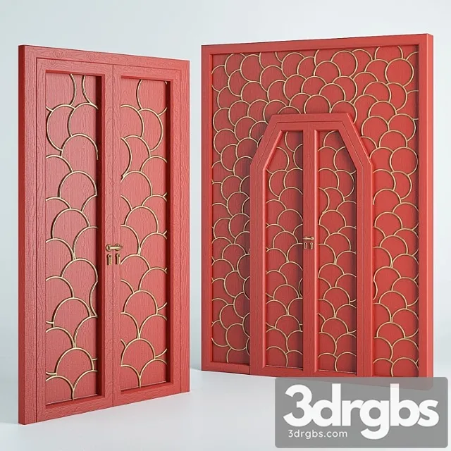 Asian door 3D Model Download