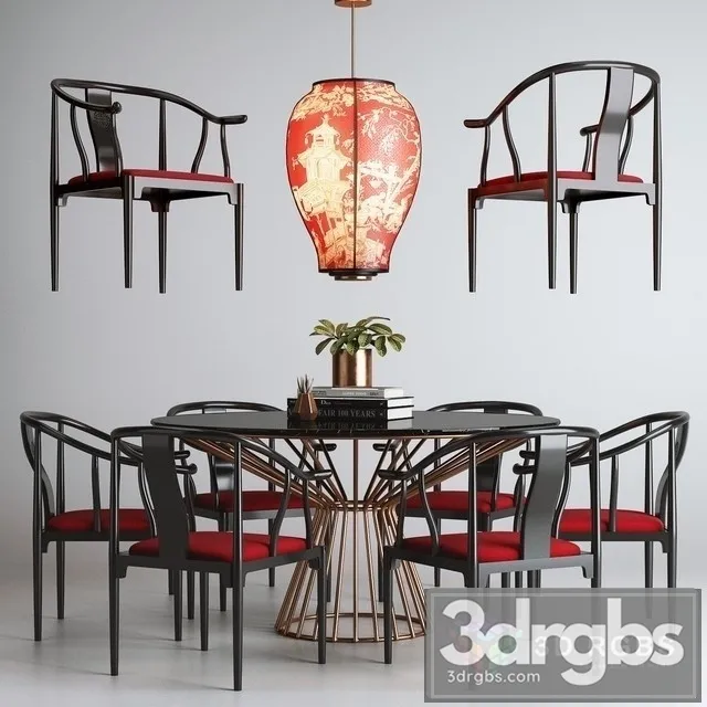 Asian Table and Chair Set 01 3D Model Download Asian Table and Chair Set 01 3D Model Download