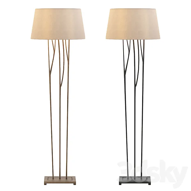 Aspen Floor Lamp with Natural Paper Shade 3D Model Aspen Floor Lamp with Natural Paper Shade 3D Model