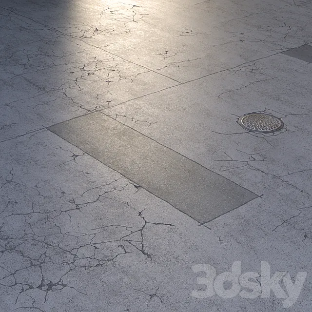 Asphalt with cracks and patches. Editable 3D Model Asphalt with cracks and patches. Editable 3D Model