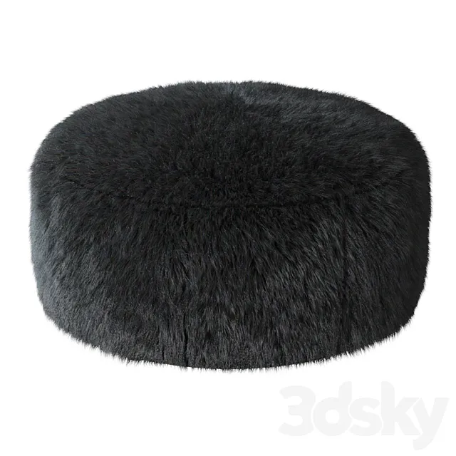 Aspyn Faux Fur Shag Ottoman 3D Model Aspyn Faux Fur Shag Ottoman 3D Model