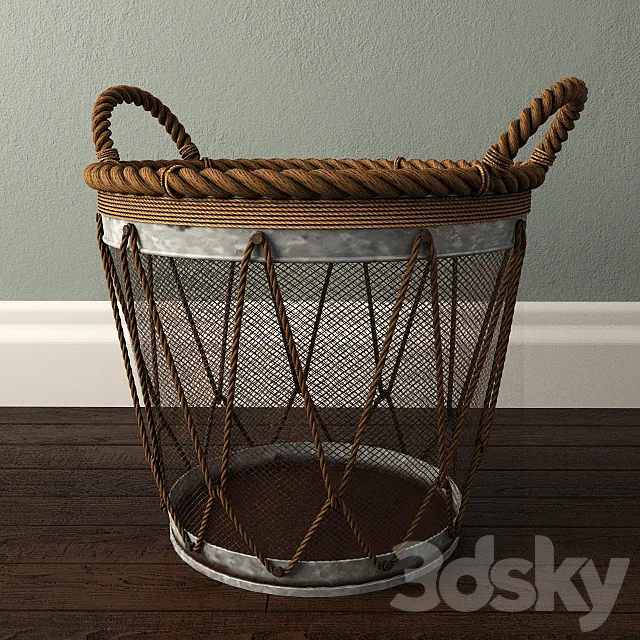 Assorted Metal Burlap Basket 3DModel Assorted Metal Burlap Basket 3DModel