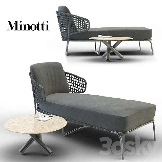 Aston Cord Outdoor Chaiselongue 3D Model Aston Cord Outdoor Chaiselongue 3D Model