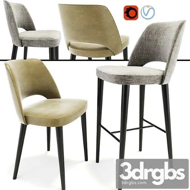 Astor dining chair and bar stool 2 3D Model Download