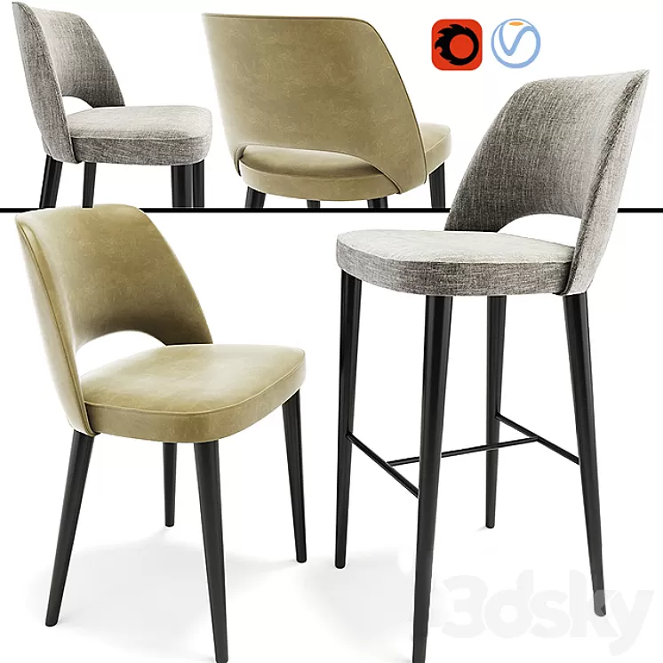 Astor Dining Chair And Bar Stool 3D Model Astor Dining Chair And Bar Stool 3D Model
