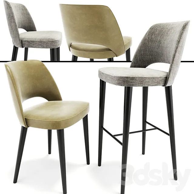 Astor Dining Chair And Bar Stool 3DModel Astor Dining Chair And Bar Stool 3DModel