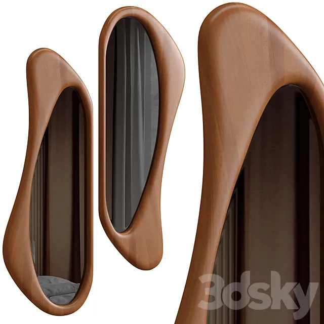Asymmetrical Wooden Frame Mirror 3D Model
