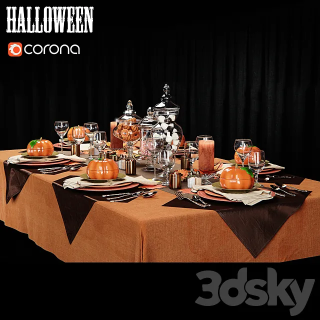 At the contest table setting in the style of Halloween 3D Model