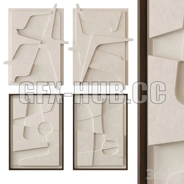 Atelier Plateau four abstract relief artworks 3D Model