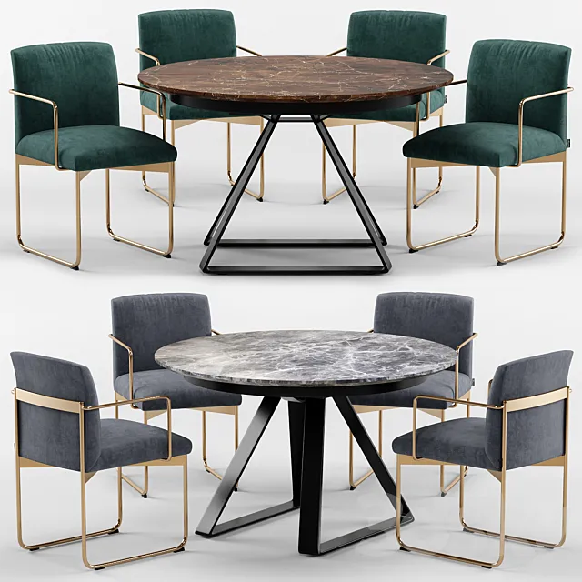 Atlante table and Gala chair – Calligaris 3D Model