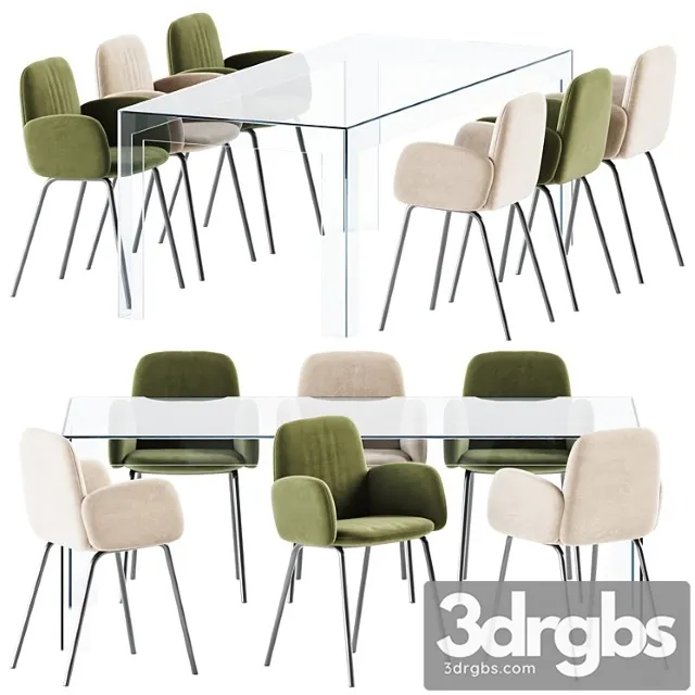 Atlantis Table By Glas Italia And Leda Chair With Armrests By Miniforms 3D Model Download Atlantis Table By Glas Italia And Leda Chair With Armrests By Miniforms 3D Model Download