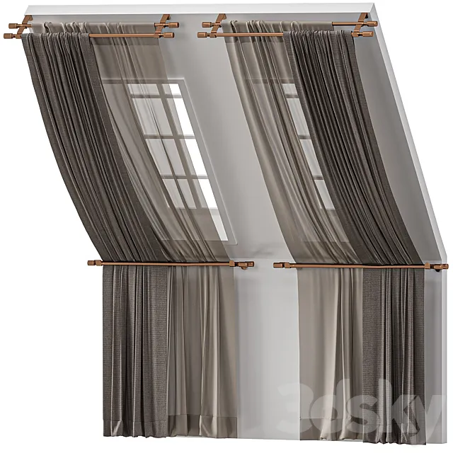 Attic curtains 3 3D Model