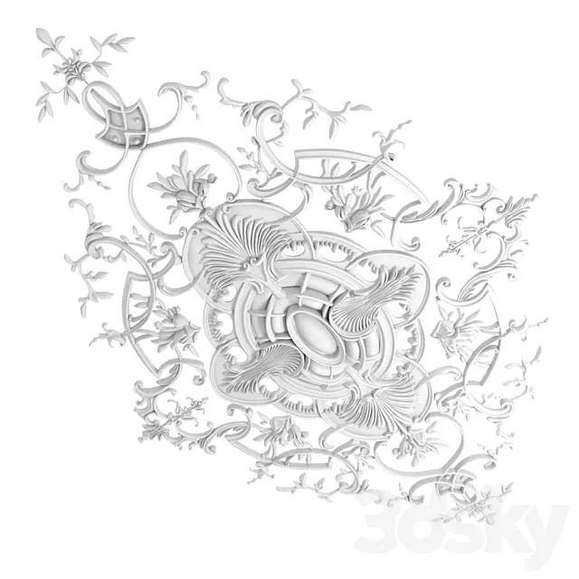 Auberlet Laurent Louis XV ceiling rosette 3D Model Auberlet Laurent Louis XV ceiling rosette 3D Model