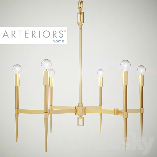 Auburn Antique Brass Chandelier from Arteriors 3D Model Auburn Antique Brass Chandelier from Arteriors 3D Model