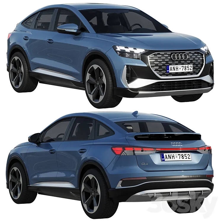 Audi Q4 Sportback e-tron 2021 3D Model Free Download