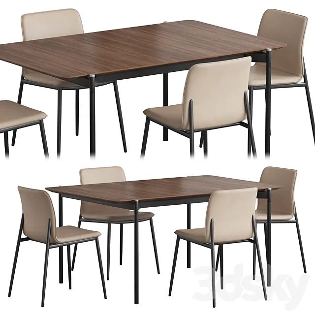 Augusta table Newport chair Boconcept dining set 3D Model