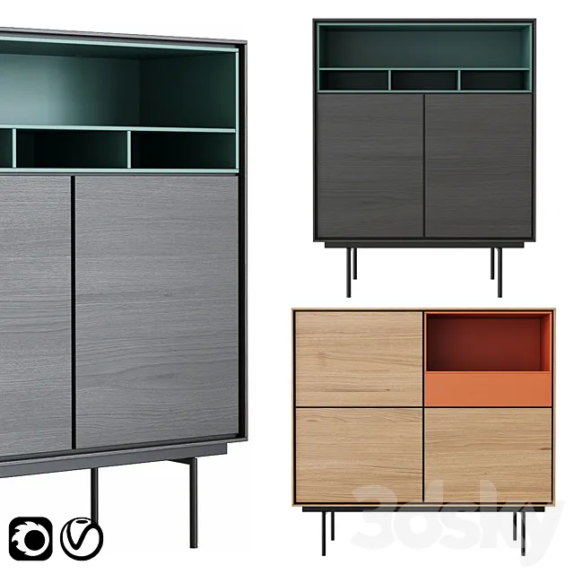 Aura High Sideboards by Treku 3D Model Aura High Sideboards by Treku 3D Model