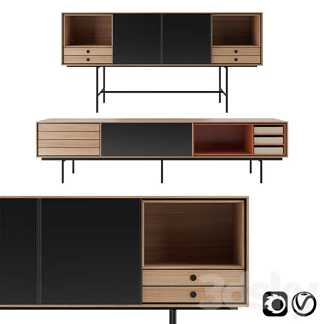 Aura Sideboard with adjustable front panel by Treku 3DModel Aura Sideboard with adjustable front panel by Treku 3DModel
