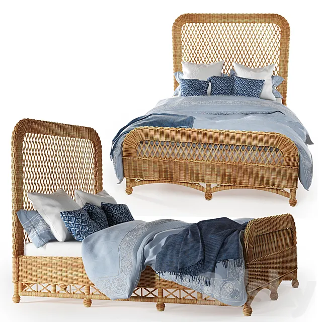 Aurelio wicker queen bed 3D Model Aurelio wicker queen bed 3D Model