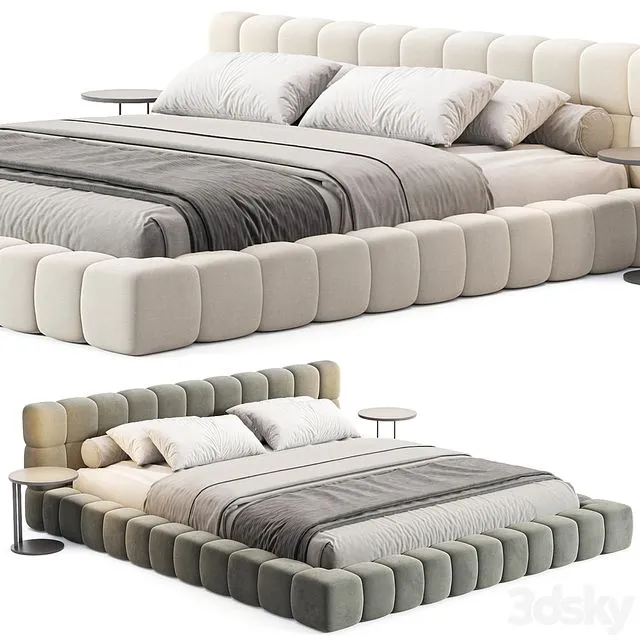 Aurora Technical Fabric Contemporary Bed Frame Queen Size 3D Model