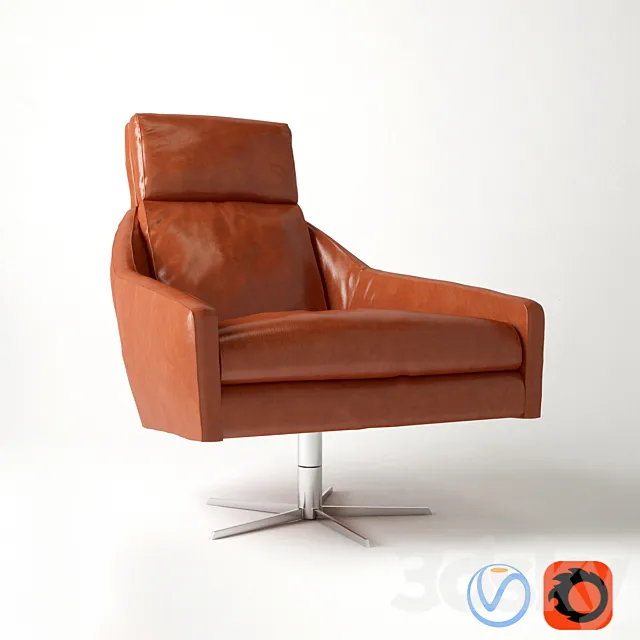 Austin Leather Swivel Armchair 3D Model