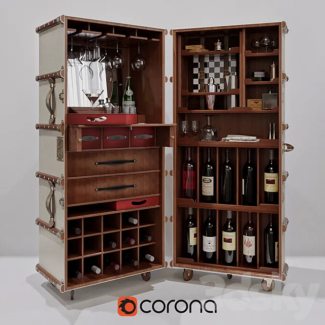 Authentic Models Stateroom Trunk bar 3D Model Authentic Models Stateroom Trunk bar 3D Model