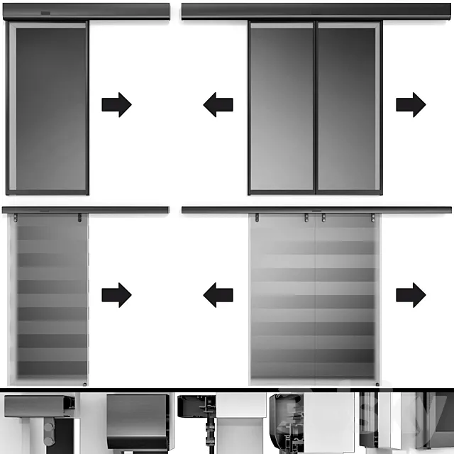 Automatic Sliding Metal Glass Doors 3D Model