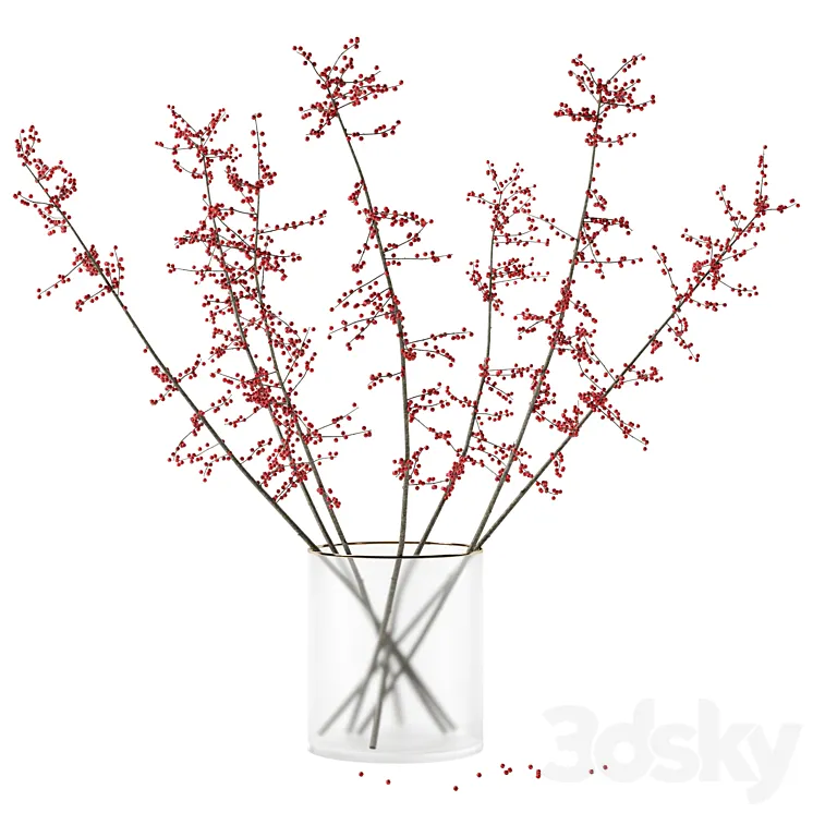 Autumn branches in glass vase (corona reissue) 3D Model Free Download