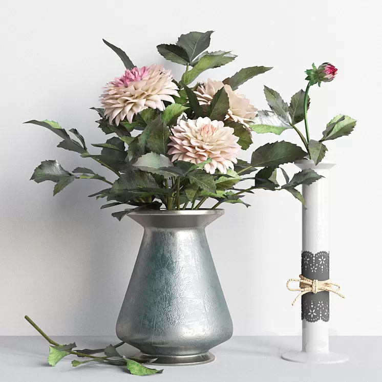 Autumn collection with dahlias 3D Model