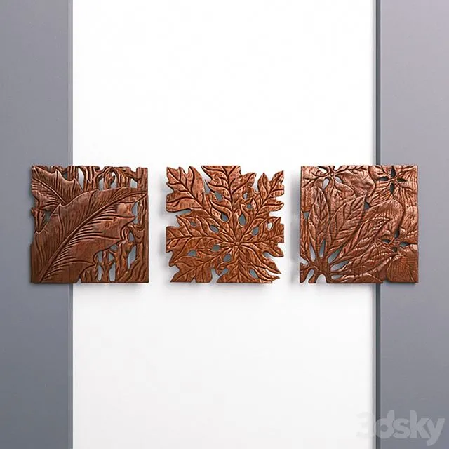 Autumn Leaves Wall Panel Set 3D Model Autumn Leaves Wall Panel Set 3D Model